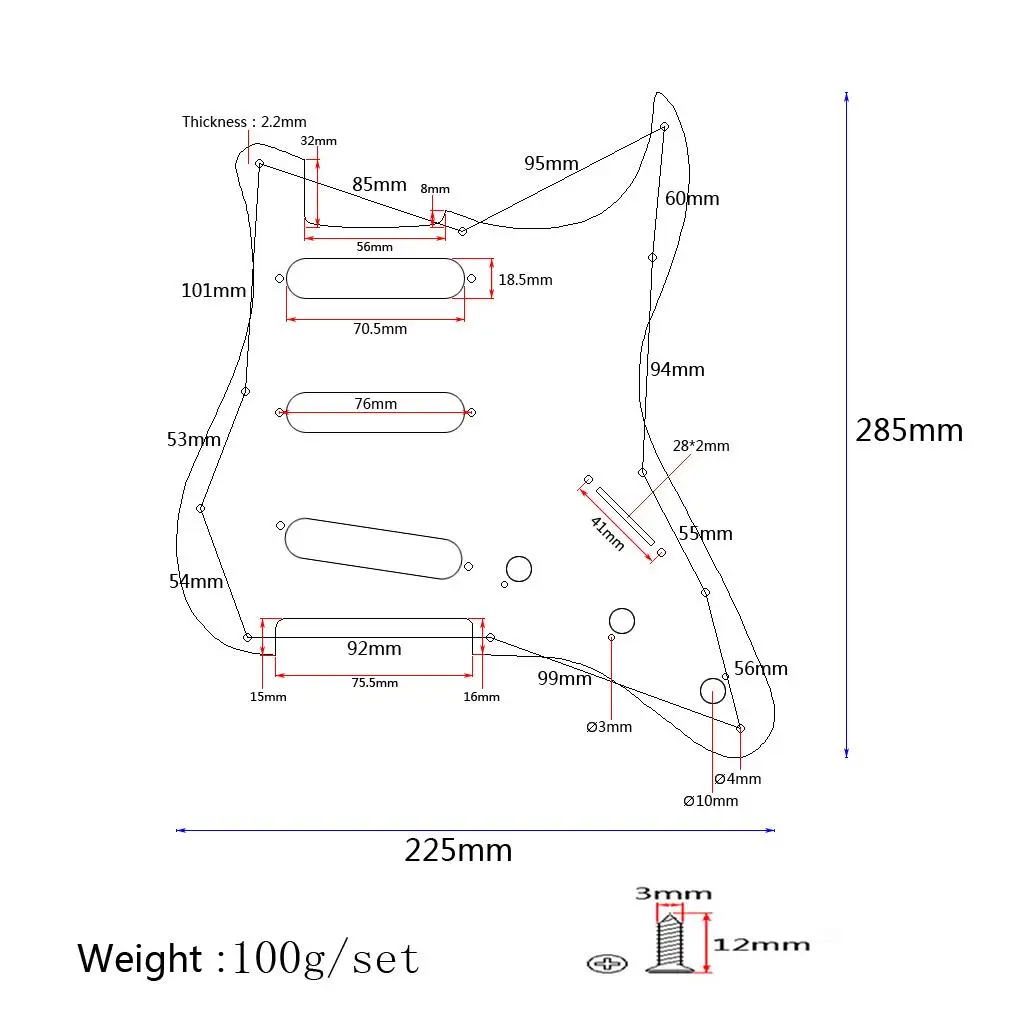 Tremolo Cavity Backplate 11 Hole Guitar Pickguard SSS Pickup for ST Electric Guitar Accessories