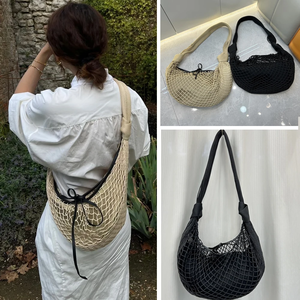 

Lemaire плетеная сумка-полоска, большая сумка Capaci для подмышек, пляжная сумка, повседневная мягкая нейлоновая водонепроницаемая застежка-молния