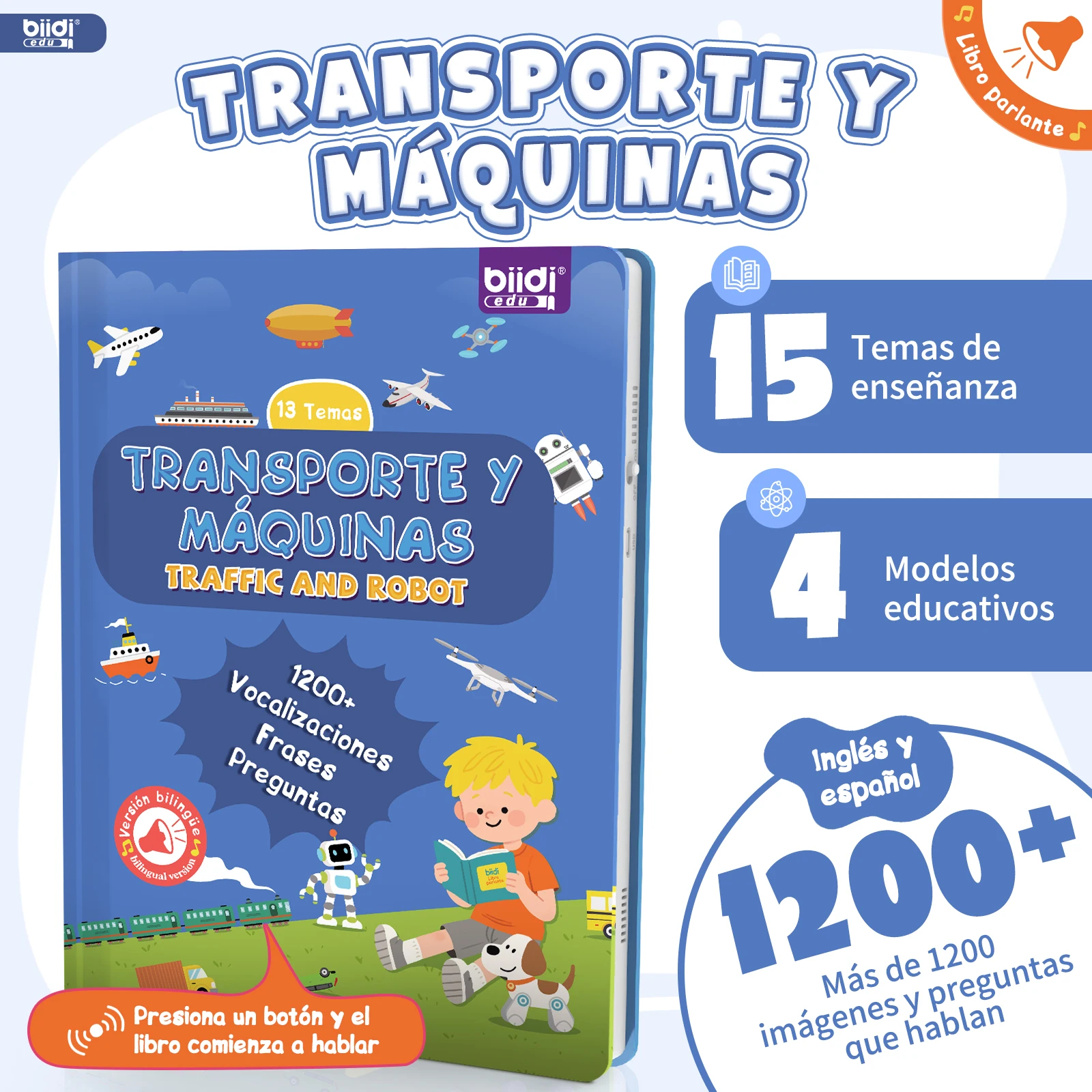 Bilingual Audio Book – Spanish + English Children's Interactive Book Toys for Children with Autism  Interactive Learning Book 0+
