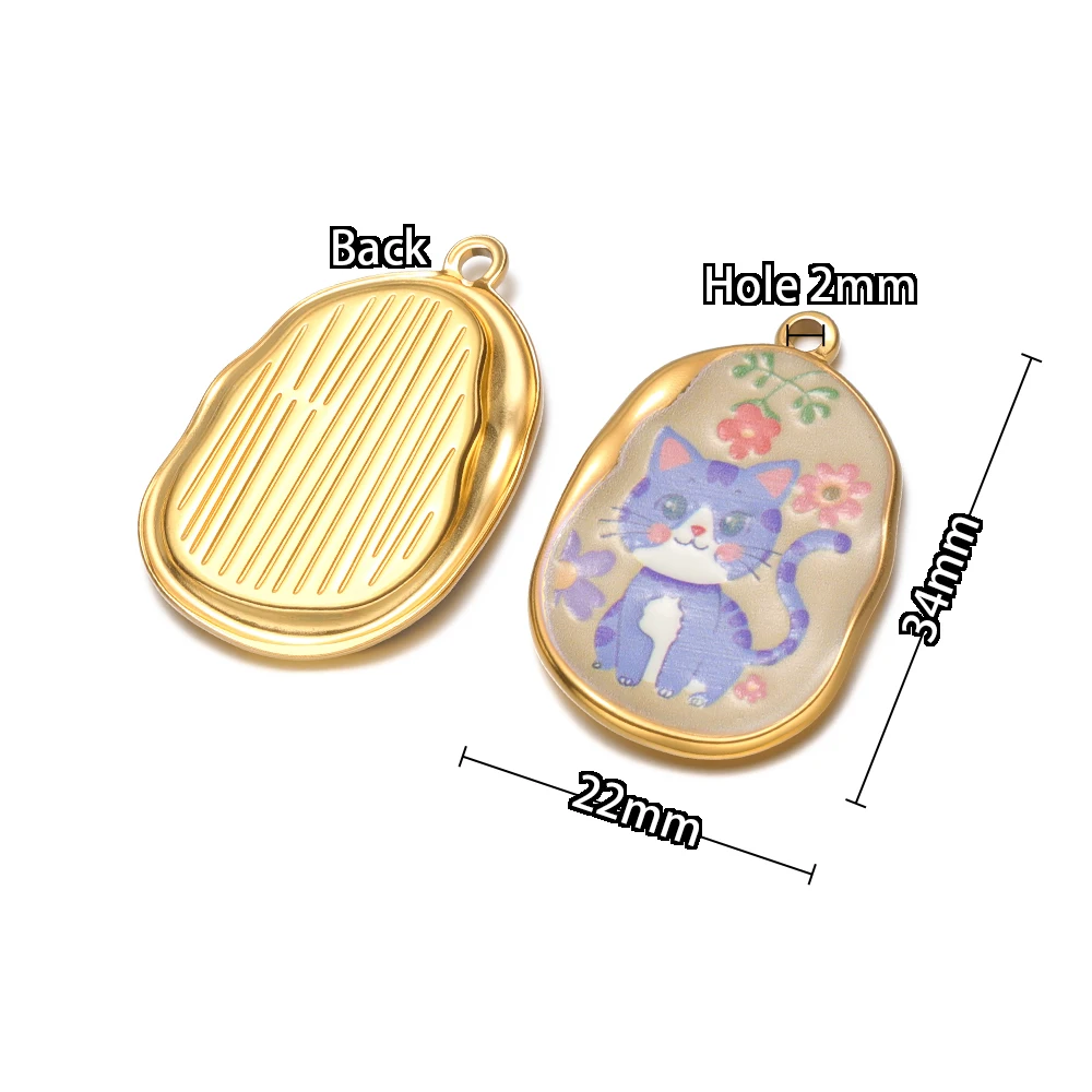 4 Stück Edelstahl-Emaille-Anhänger mit niedlichen Hunden und Katzen, Flamingo-Anhänger, DIY-Schmuckzubehör für Kinder, Halsketten und Ohrringe für Mädchen. – Detail 3