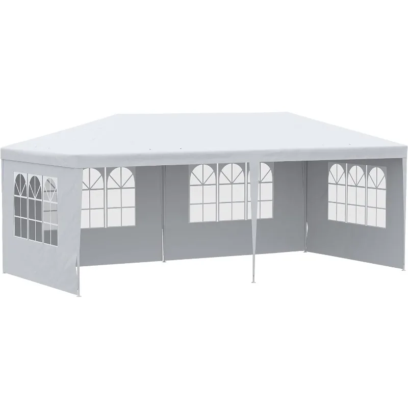 20' x 10' Large Party Tent, Events Shelter Canopy Gazebo with 4 Removable Side Walls, Shade Shelter for Weddings, Picnic, White