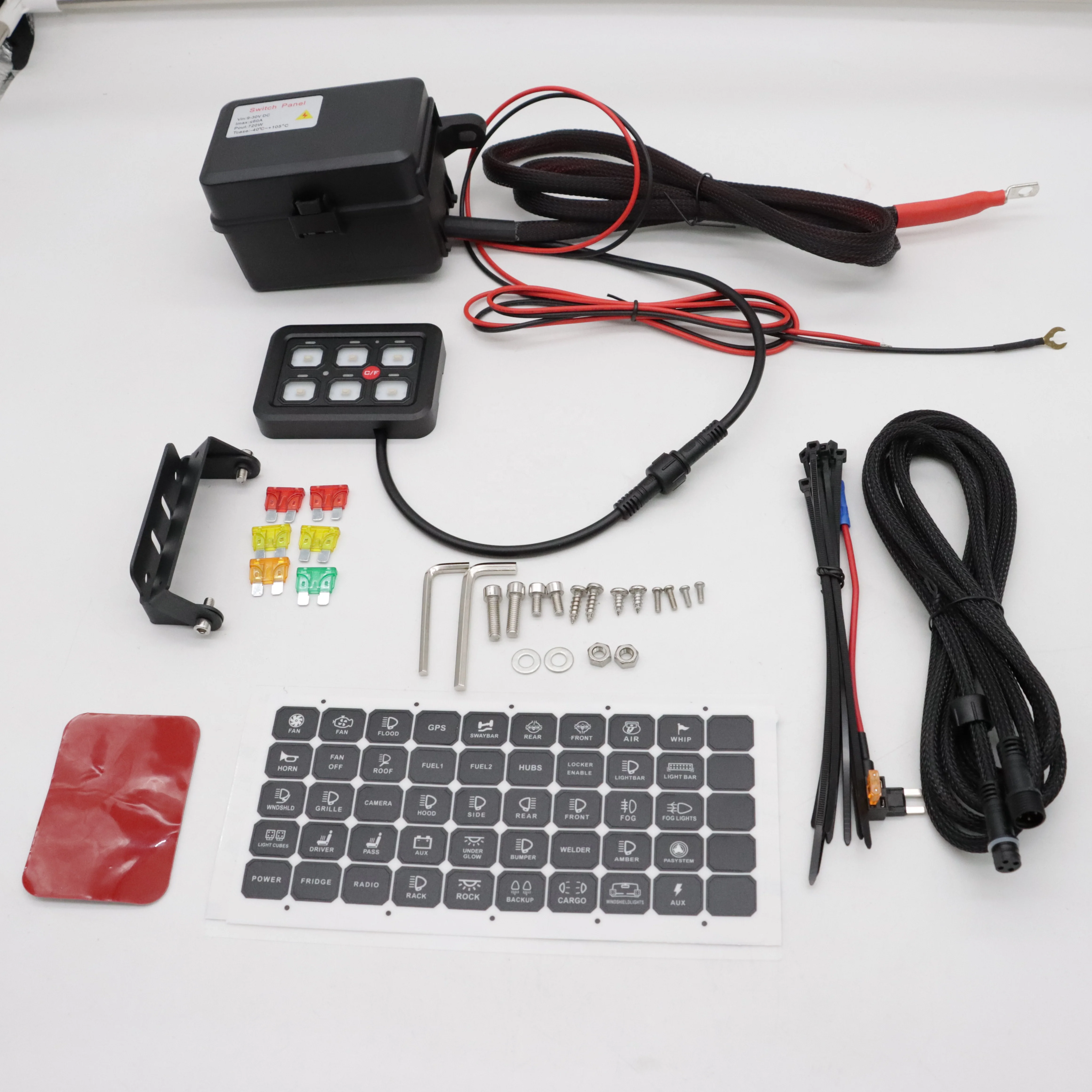 

6 Gang Fuse Relay Box 4x4 Switch Panel Automatic Dimmable 12V RGB Control Button for Race Car Truck RV Offroad Jeep