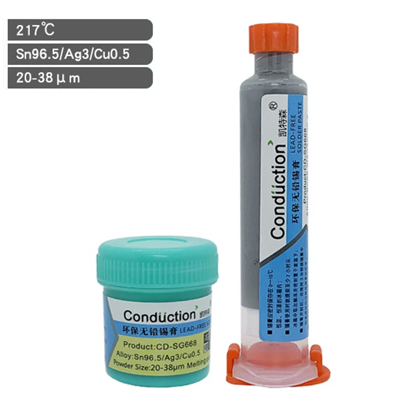 Needle-tube Type Lead-Free Solder Paste Sn96.5Ag3.0Cu0.5 Melting Point 217℃ Repair Soldering Paste PCB Repair Welding Paste