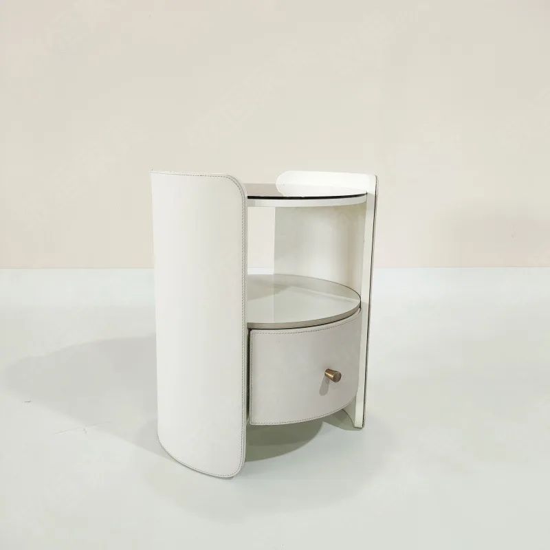 Solid wood bedside table 2026 new light luxury high-end home bedroom simple modern small rock slab bedside cabinet