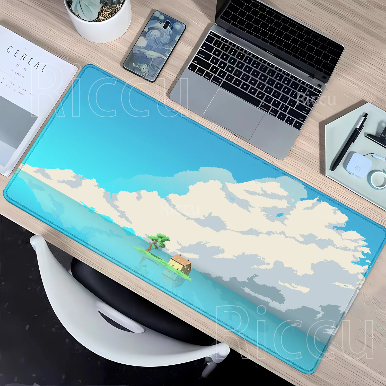 Rural cottage Field scenery pixel mouse pad landscape mountain sunset cartoon mousepad Computer Non-slip HD Printing PC desk mat