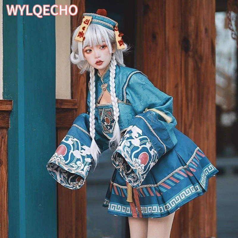 

Japanese Blue Lolita Dress Women Chinese Vampire Easter Halloween Festival Party Anime Clothes Kawaii Cosplay Zombie Costumes