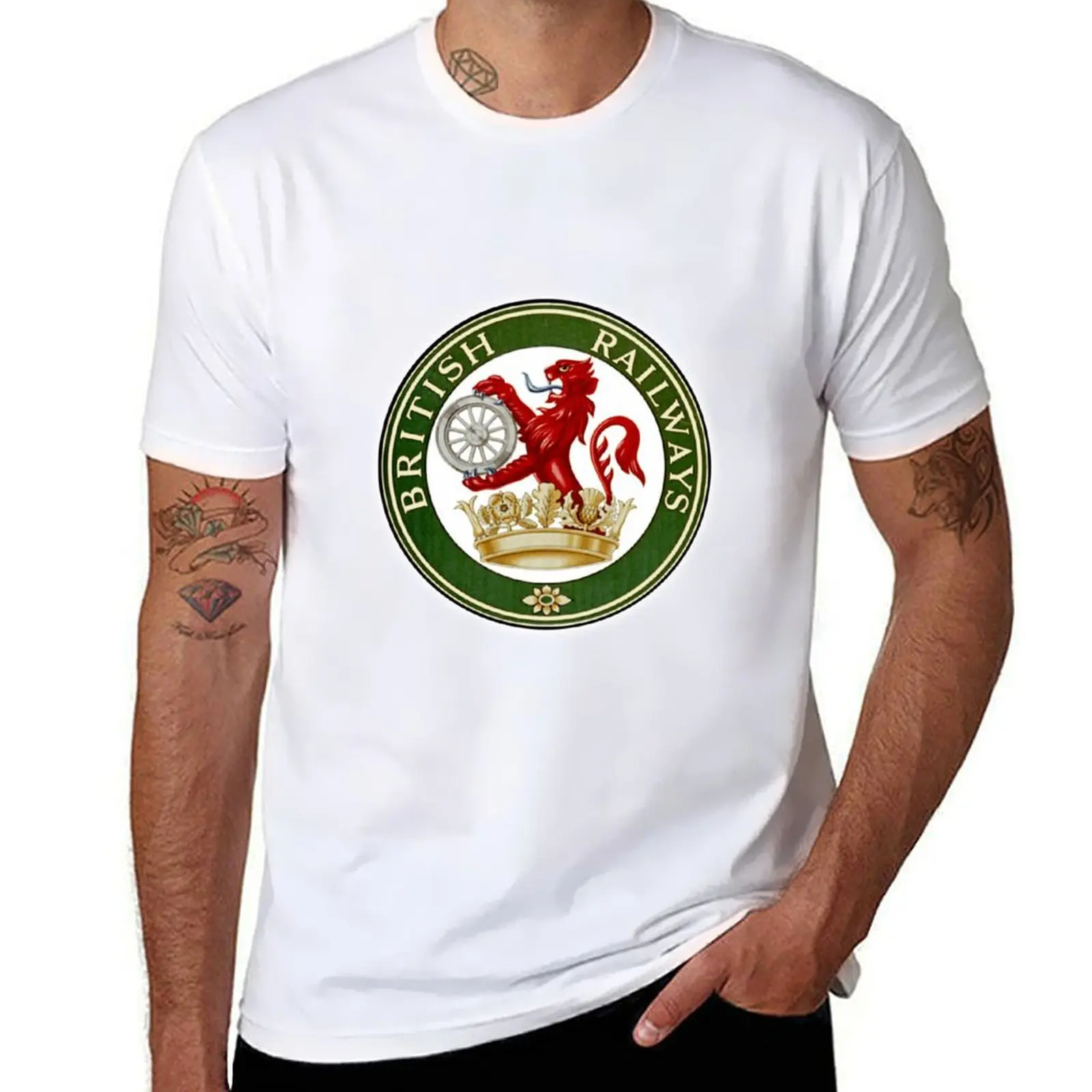 

BRITISH RAILWAYS BR SIGN Trains Train Spotters Railwayana Circular variant 1956 logo T-Shirt t shirts for man slim fit T-Shirt