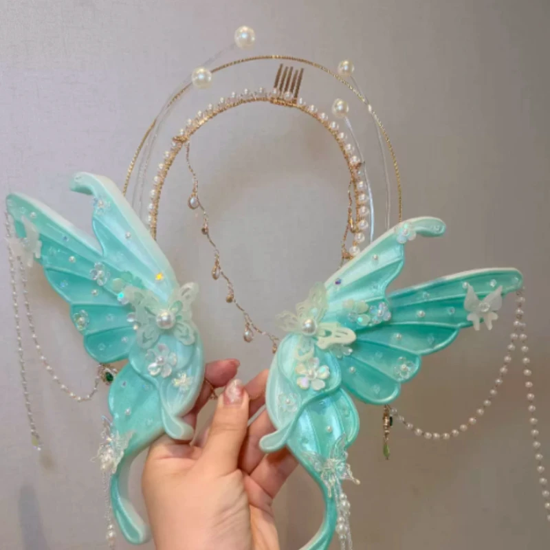 Silicone Elf Ear Headpiece, Iridescent Mermaid Prop for Diving and Beach Photoshoot