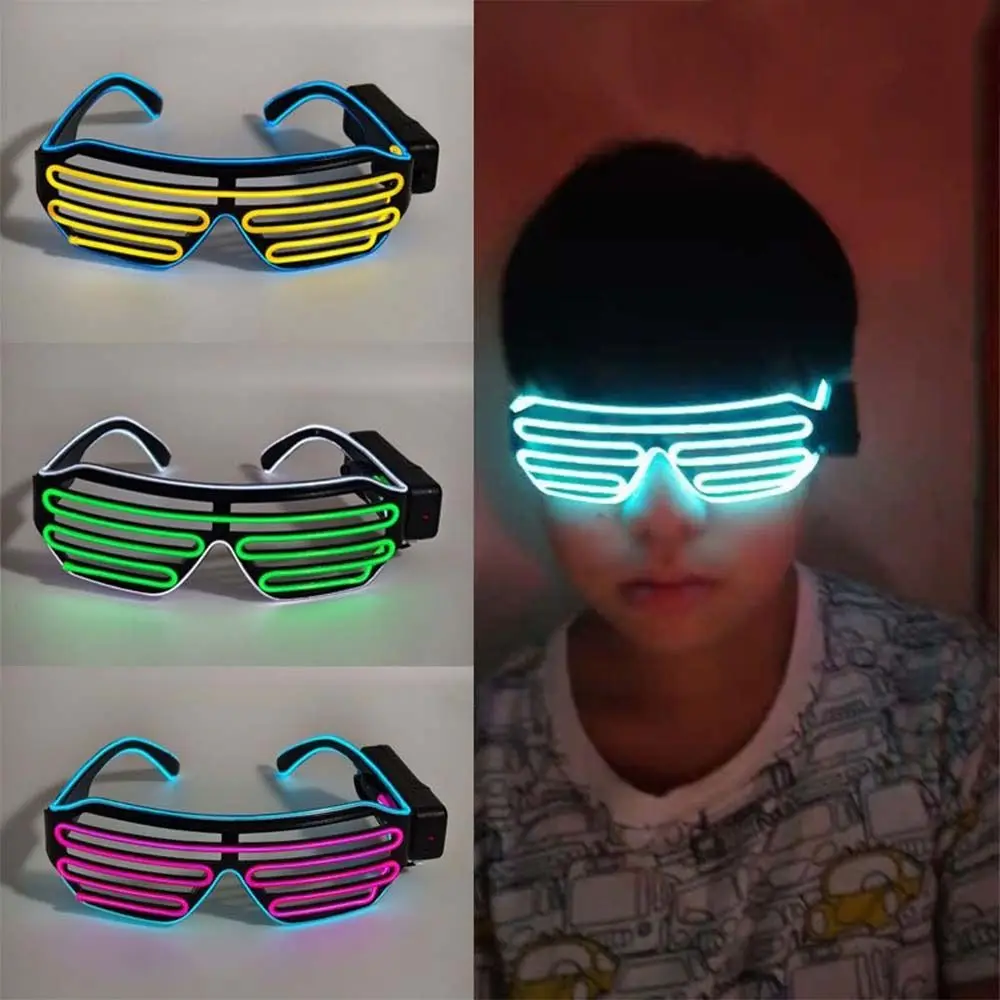 Drahtlose LED-Leuchtbrille, doppelte Farben, bunte leuchtende Brille, im Dunkeln leuchtende coole Neonbrille, Halloween-Kostüme