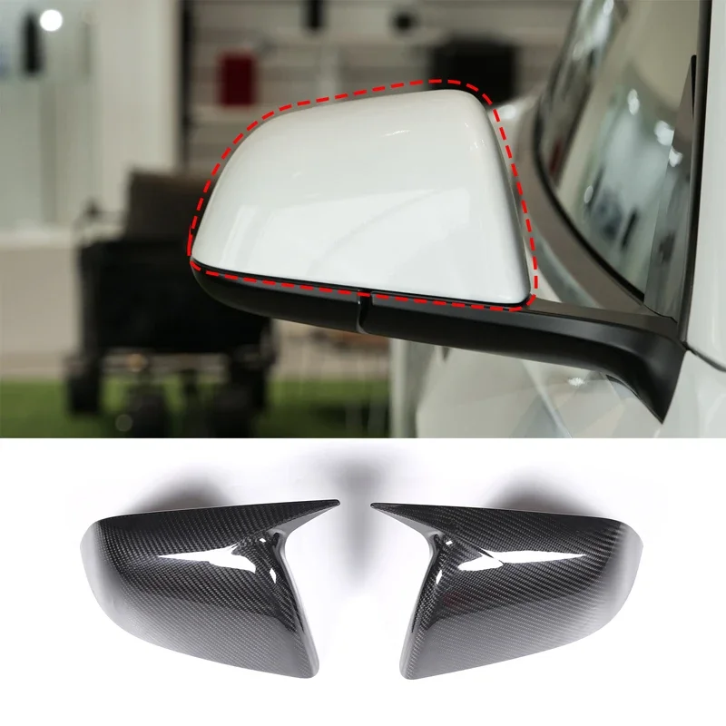 For Tesla Model 3 Y 2016+ Rear Mirror Cover Side Rearview Sticker Exterior Decor Modification Real Carbon Fiber Accessories