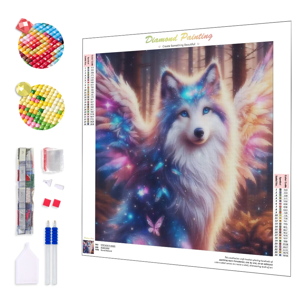 GATYZTORY Diamond Painting Wing Wolf  5D DIY Cross Stitch Mosaic Embroidery Aniaml Home Decoration Picture Of Rhinestones