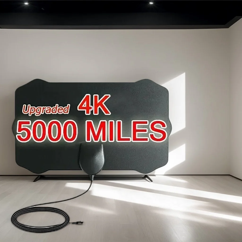 

4K High-Gain HD TV Antenna — вилка европейского стандарта, усилитель 5000 мили, активная внутренняя цифровая антенна DTV (плоская конструкция)
