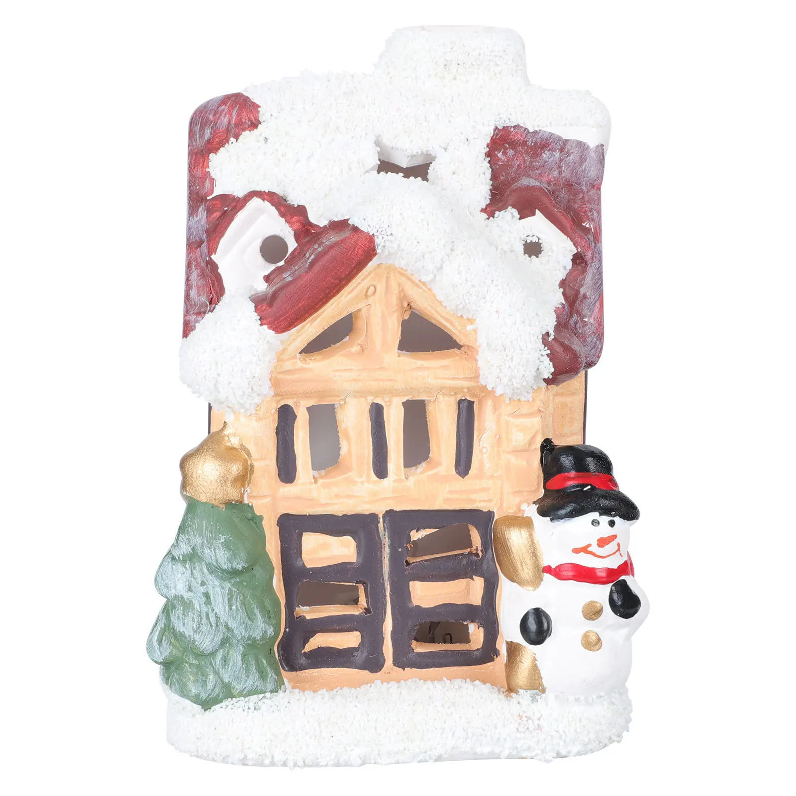 

1Pcs Light-Up Xmas House Ornament European Snow Scene Hut Decorative Christmas Tabletop Decor Festive Xmas Adornment