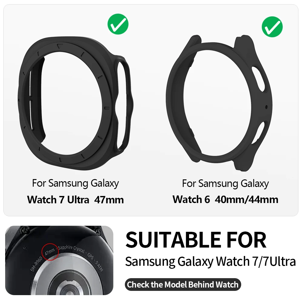 Case for Samsung Galaxy Watch 4/5/6/7 40mm 44mm 45/47mm Matte Cover Protective Hollow Bumper Shell for Watch 6 Classic 43MM 47MM