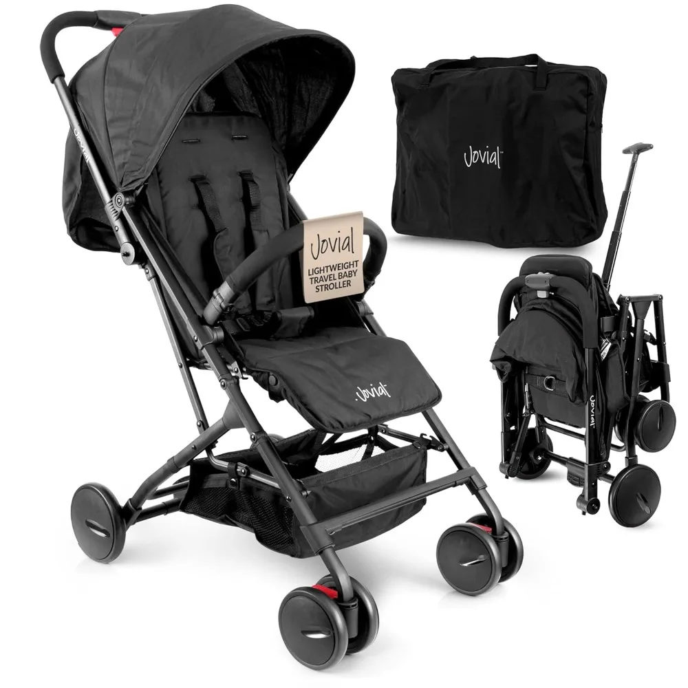 

Lightweight Travel Baby Stroller, Folding Stroller with Reclining Seat, Easy One Hand Fold, Sun Canopy, Storage Basket