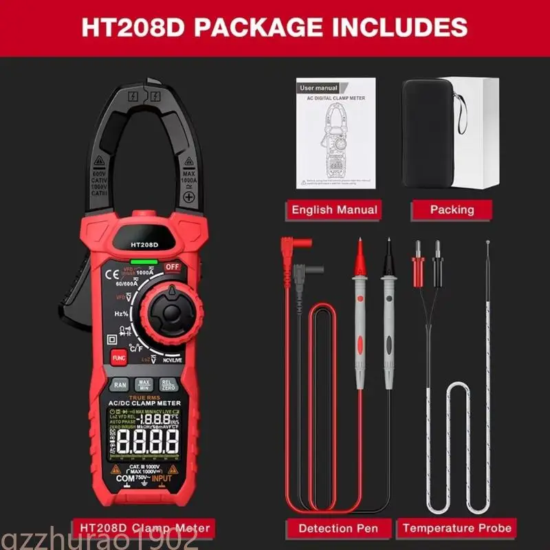 

97QB HT208D Digital Multimeter Inrush Current Clamp Meter for Electricians and DIY Enthusiasts with Build In LED Flashlight