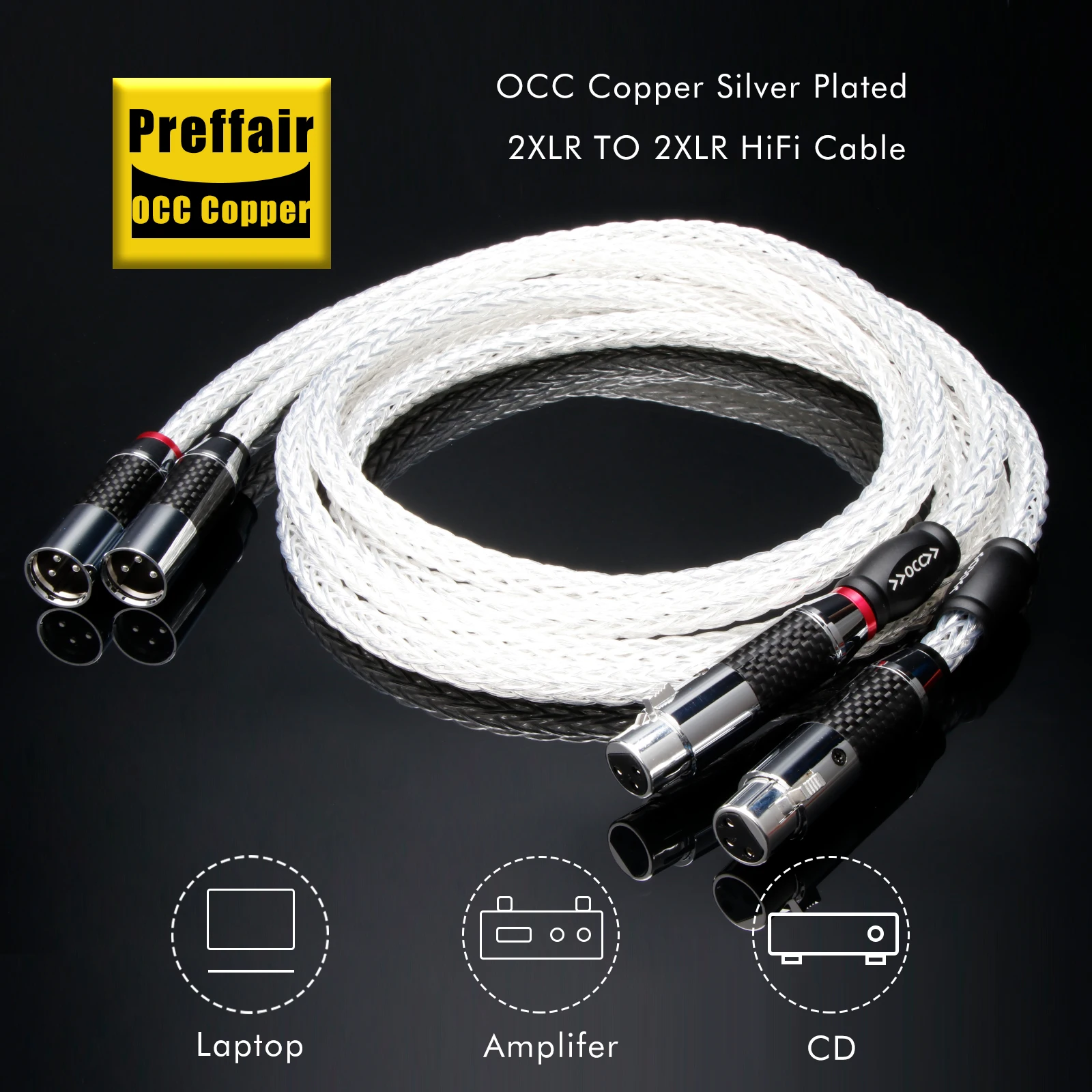 

XLR Cables Hi end 6AG XLR Audio Cable 12 Strands OCC Silver Plated Balanced Wire with Silver Plated Carbon Fiber XLR Plug