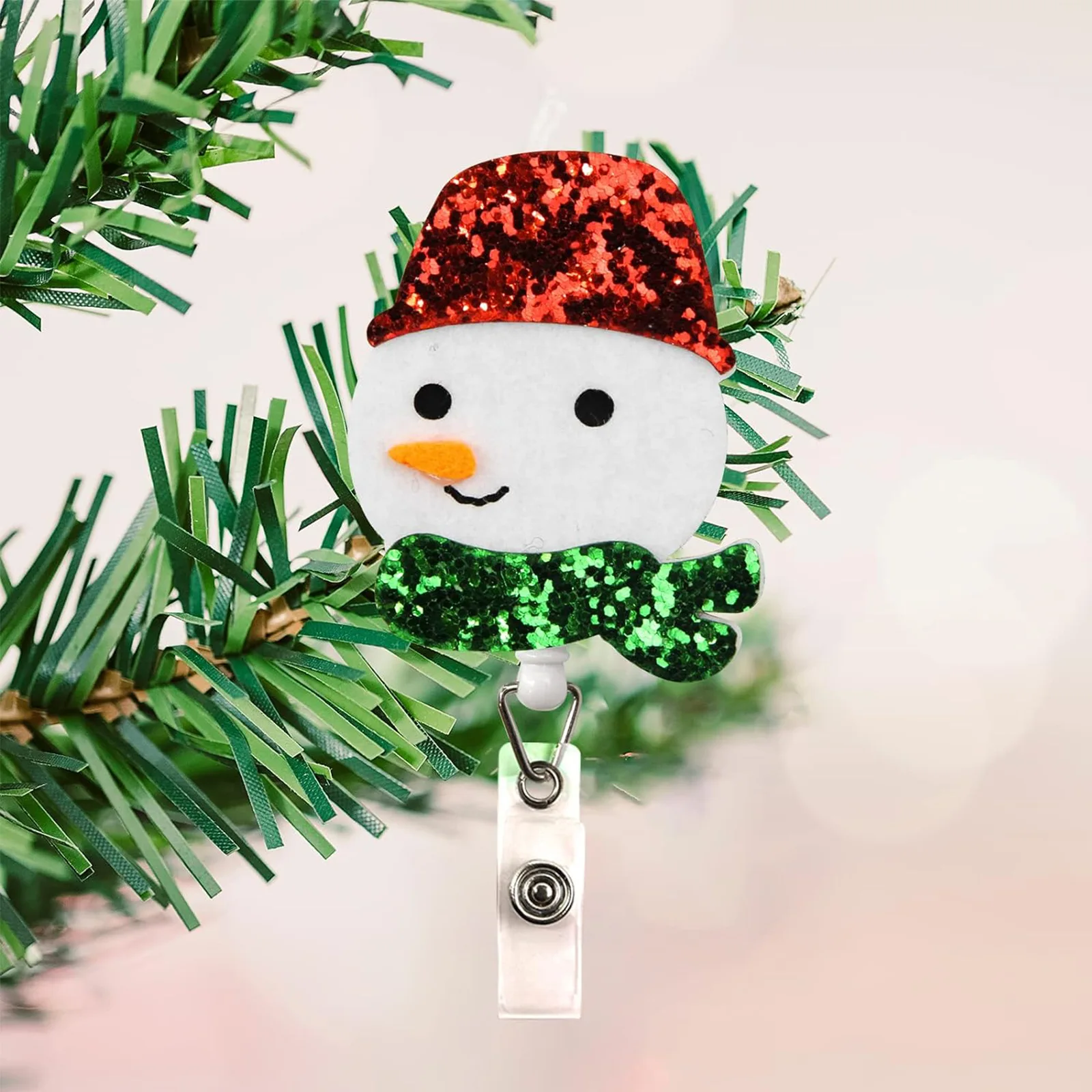 2024 New 1Pc Sequins Felt Retractable Nurse Badge Holder Cute Snowman Christmas Tree Santa Lollipop Moose ID Card Holder Lanyard