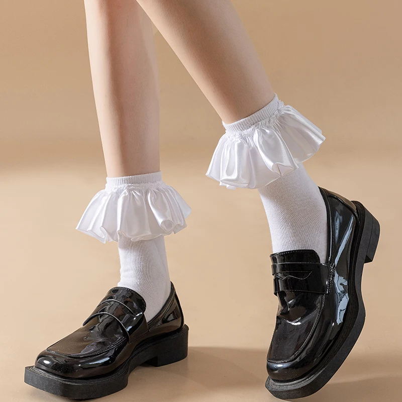 Game Genshin Impact Furina Cosplay Accessories Stocking White Ruff Socks Lolita JK Uniform Focalors Role Play Halloween Carnival