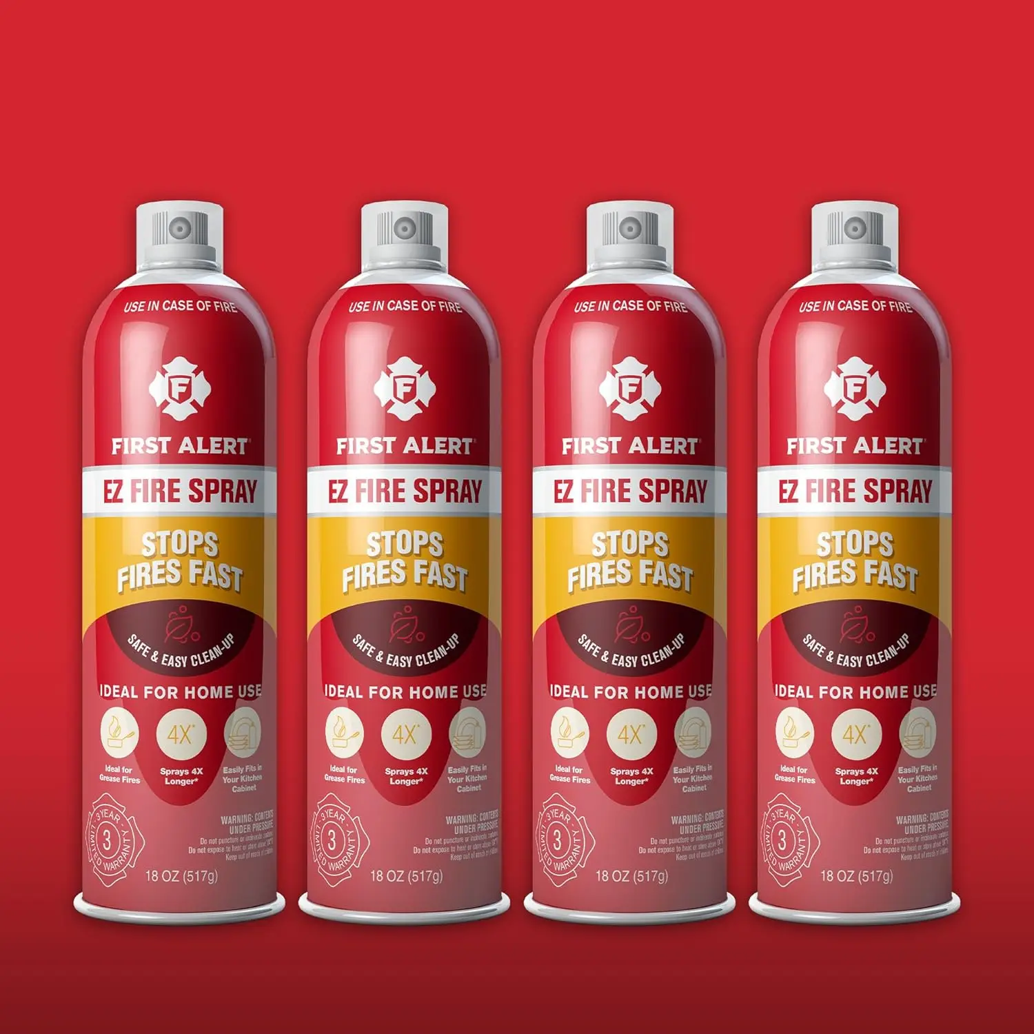 

Аэрозольный огнетушитель EZ Fire Spray, красный, 18 унций, упаковка из 4 штук для домашней безопасности