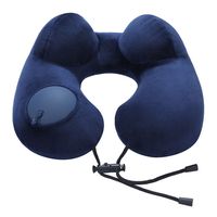 U-Shaped Inflatable Travel Pillow Soft Hand Pressing Press To Inflate Pillow with Storage Bag Foldable Neck Support Cushion