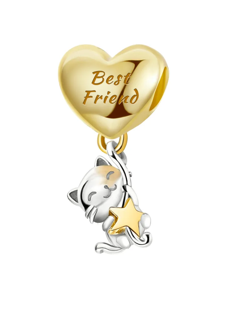 925 Sterling Silver giraffes Sunflower Coffee Cat&Puppy Love Pendant Charm Ball Suitable for DIY Women's High Quality Jewelry