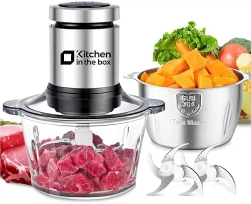 

Food Processors,400W All-Copper Motor Meat Grinder & Food Chopper - Electric Vegetable Chopper with 2 Bowls