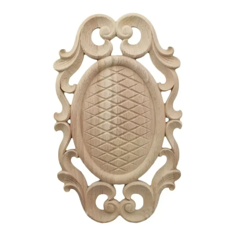 30cm Exquisite European-style Applique Solid Wood Furniture Decorative Laminate Retro Door Heart Shaped Long Flower Figurine