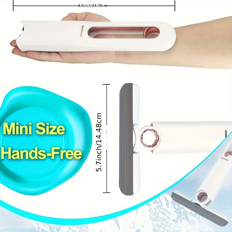 1pc Portable mini mop, self squeezing sponge mop, household mini desktop car glass cleaning mop