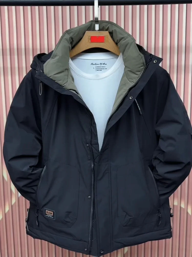 

Men's Hooded Cotton Jaet New Winter Faion High Quali Lightweight Luxury Versatile Sli Stand Fit Long Sve Zipper