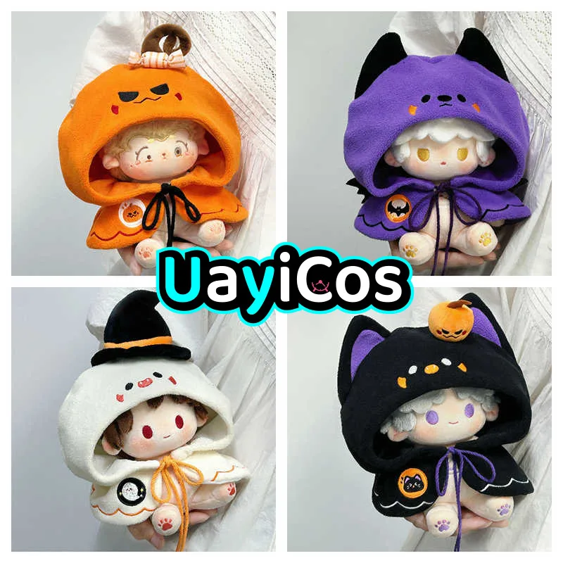 10cm 20cm 40cm Doll Clothes Magic Ghost Pumpkin Cat Baby Cloak Suit Stuffed Plush Doll Accessories Anime Toy Kids Halloween Gif