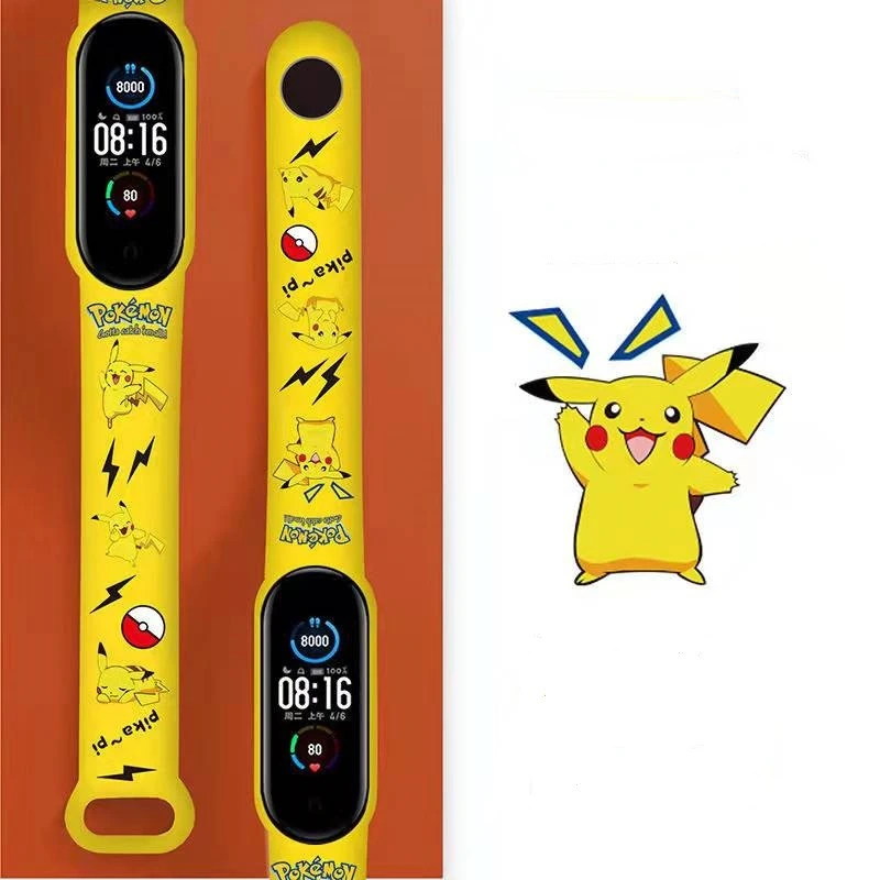 Pokemon Pikachu Watchbands for Xiaomi Mi Band 8 7 6 5 4 3 Cartoon Silicone Watch Strap for Mi4 Mi5 Mi6 Mi7 Mi8 Bracelet Gifts