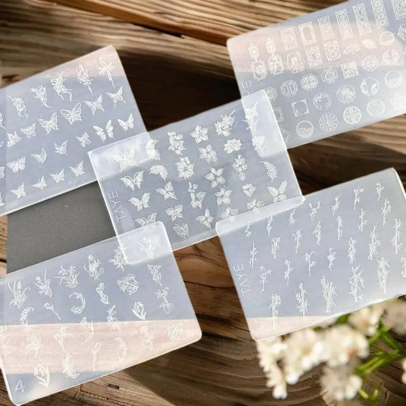 Butterfly Flower 3D Silicone Nail Mold - DIY Vintage Floral Frame, Transparent Relief Template For Nail Art Tools