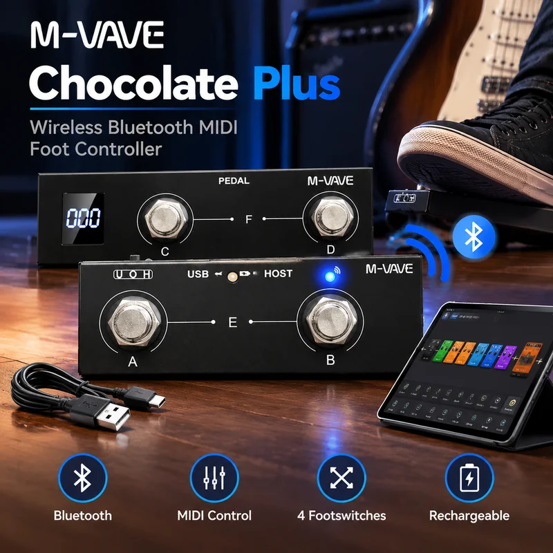 Pedal MIDI Bluetooth M-VAVE Chocolate Plus - Sem Fio