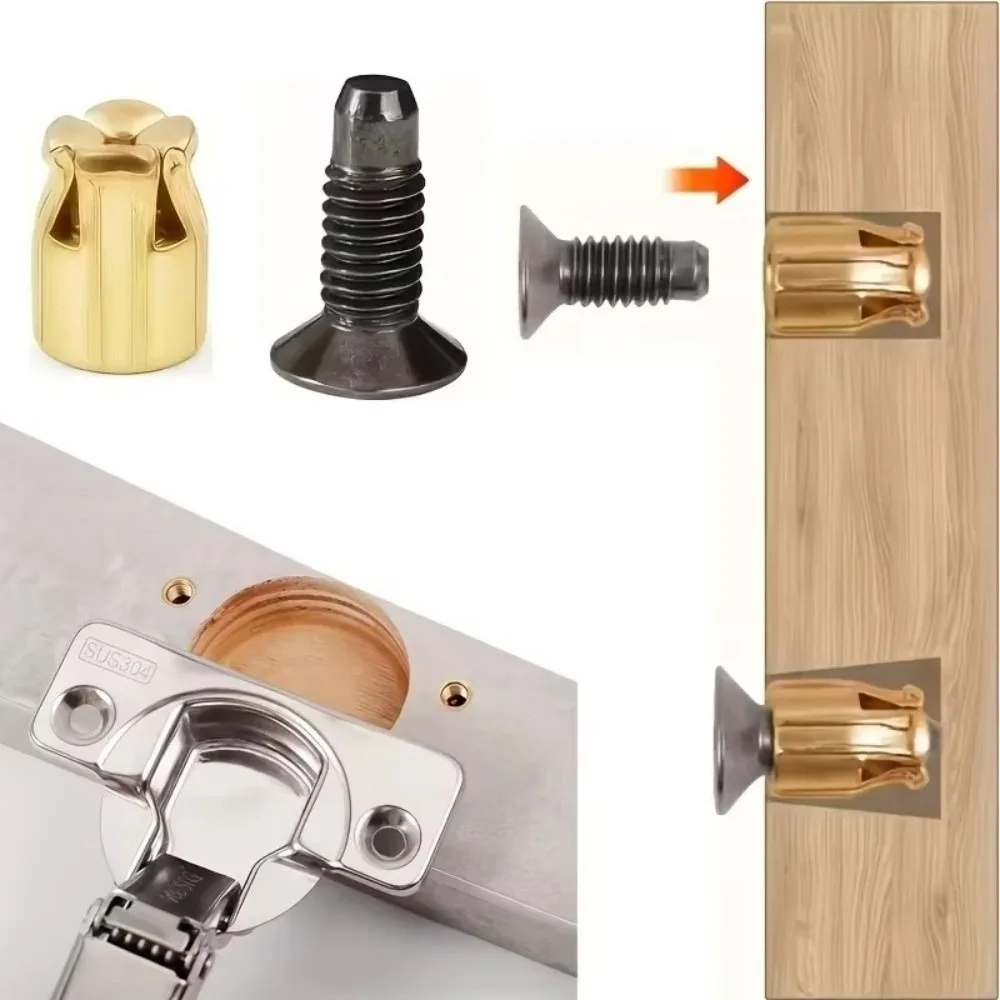 10 Sets Reusable Hinge Repair Inserts Kit Cabinet Door Fix Door Plate Reinforcement Metal Fastener Inserts