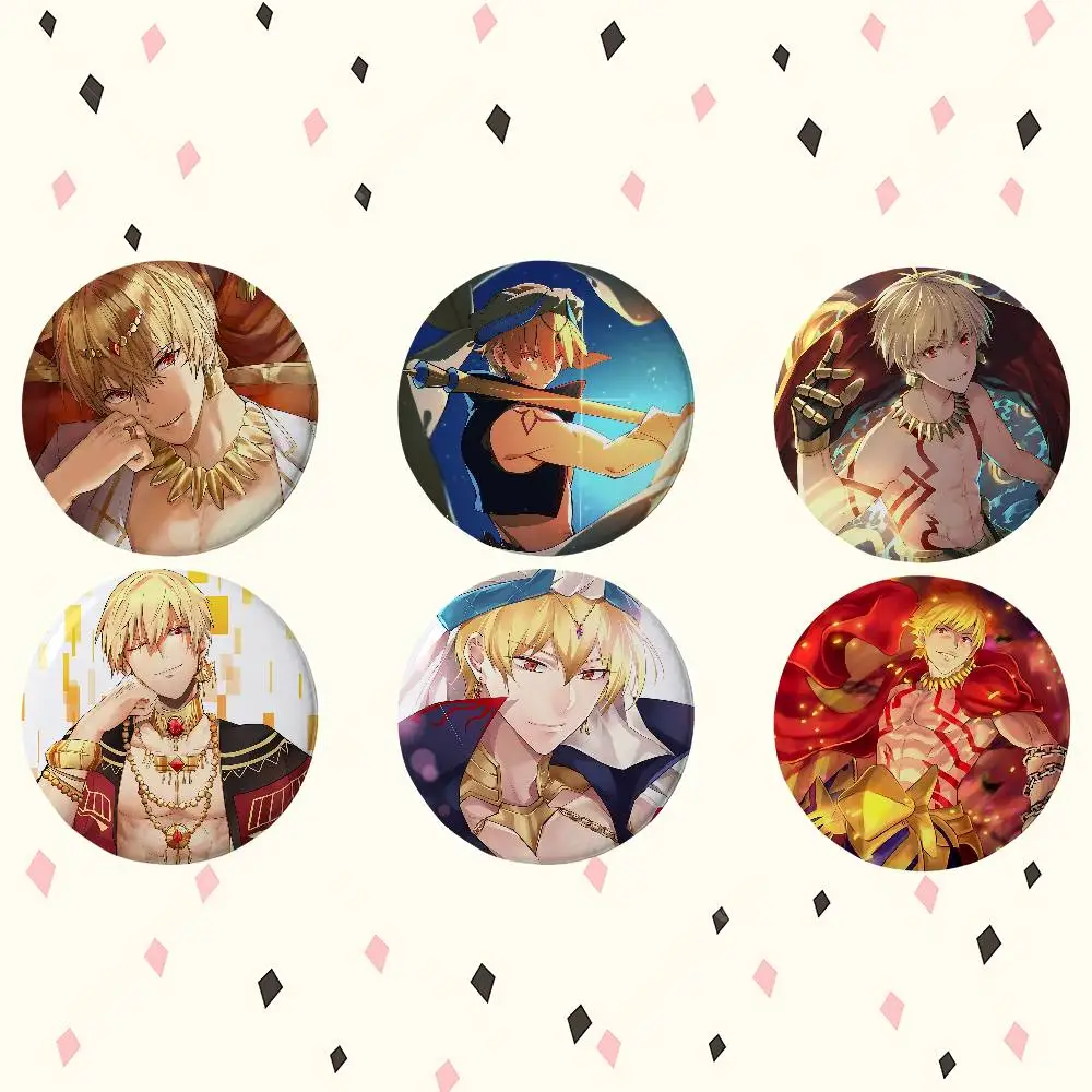 Cartoon G-Gilgameshs Premium Tinplate Round Lapel Pins: Cute Badge Brooches For Shoulder Bag Accessories, Souvenir Gifts