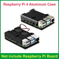 Raspberry Pi 4 Aluminum Case Alloy Metal Shell Enclosure Dual Cooling Fan Thermal Pad Heat Sink for Raspberry Pi 4B 3B 3B+