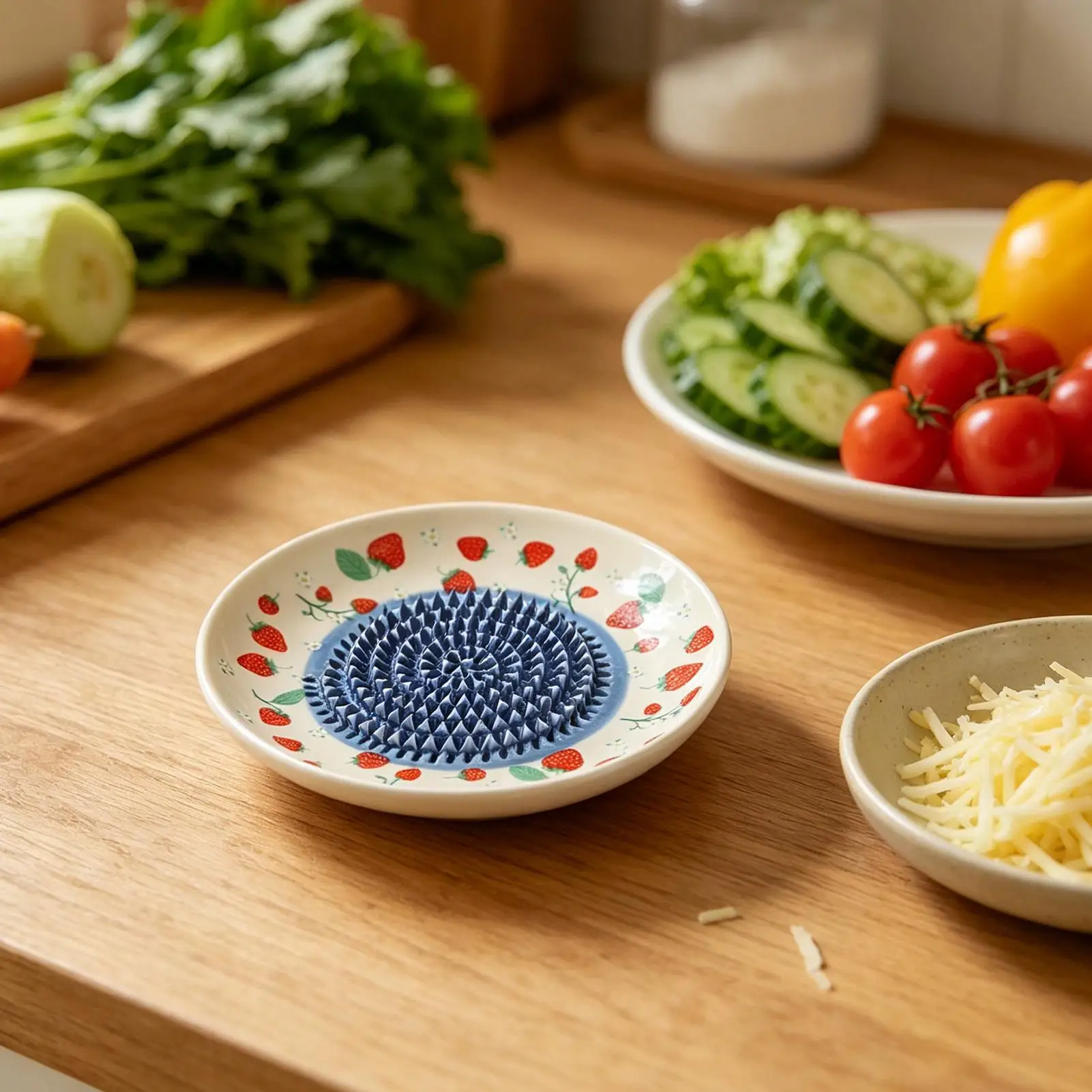 Grating Plate Manual Ceramic Fruit Pattern Bowl Garlic Grater Dish For Ginger Cheese Tomato Strawberry Fruit Vegetable Baking - view 3