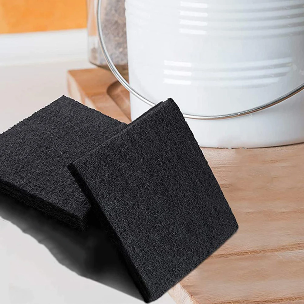 

4pcs Kitchen Trash Can Filter Charcoal Filters for Compost Bucket Deodorant Black Fiber Cotton Sheet Square Design Replaceable