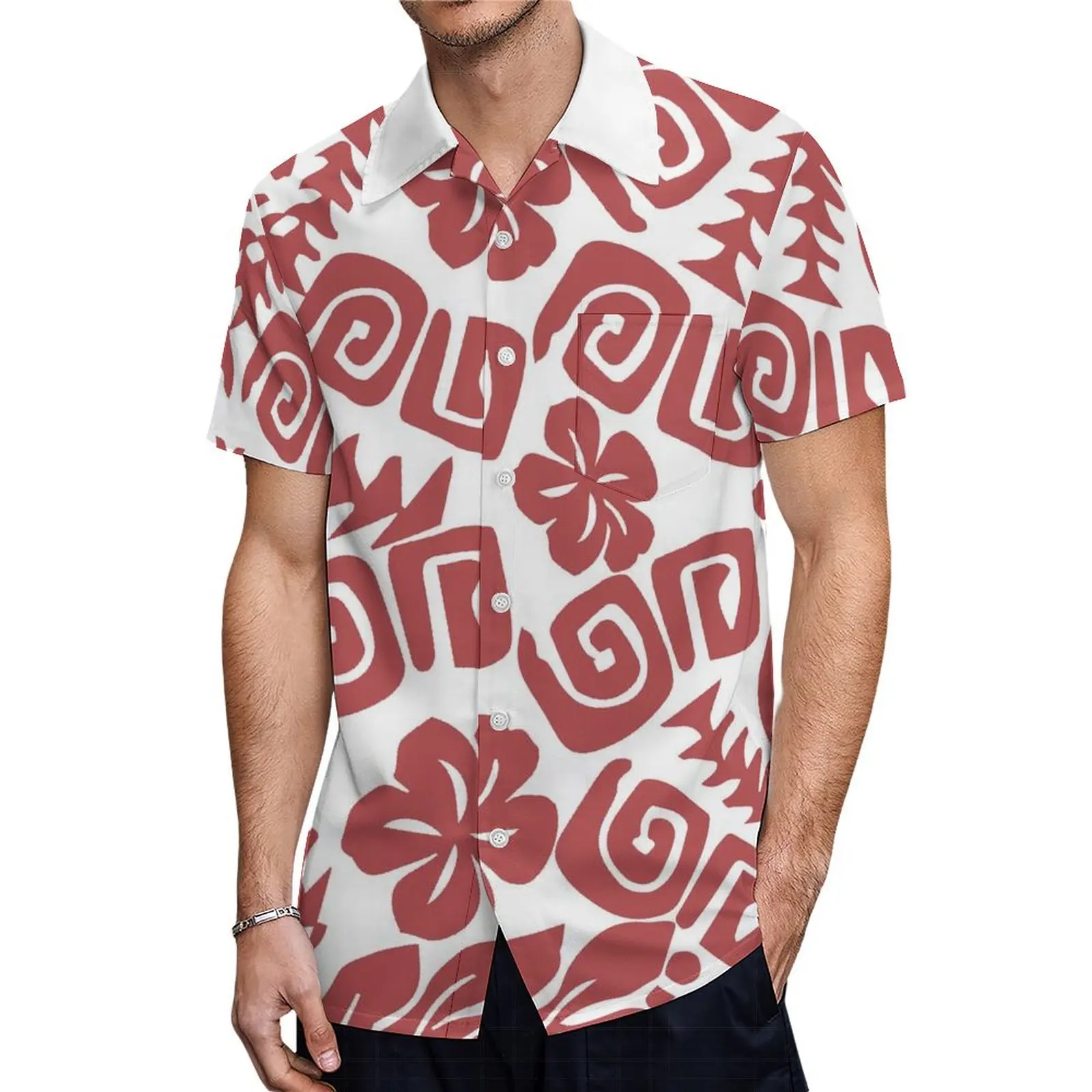 Ruffle Sleeve Puffy Hem Women'S Polynesian Dress Samoa Island Men'S Shirt Cute Couple Clothing Print Design