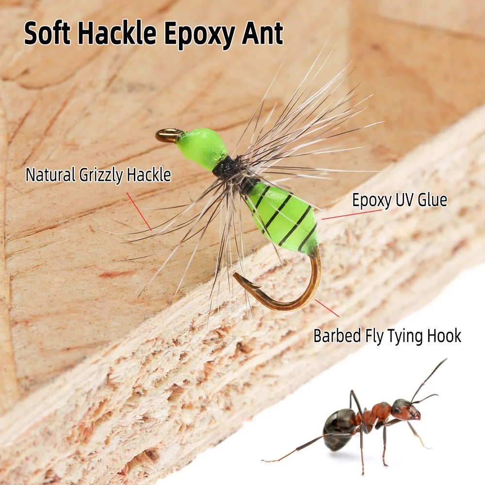 Vampfly 5pcs Epoxy Ant Fly Fishing Flies Dry Fly Nymph Artificial Insects Lure Terrestrial Fly Trout Bass Fishing Lure Baits