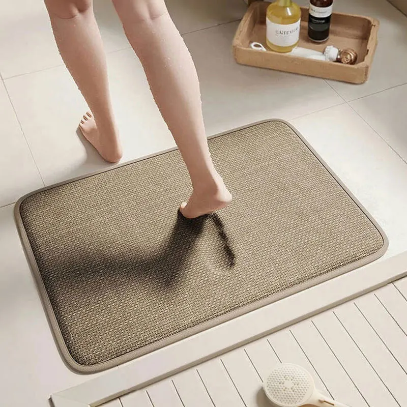 

Thiened Linen Woven Sponge Batoom Mat Anti-Slip Easy to Clean Soft Pad for Batoom And Kitchen Entrance Home Decor