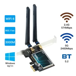 3000Mbps Wifi 6 AX200 Pcie Wireless Adapter Intel AX200NGW Network Card Bluetooth 5.2 Dual Band 2.4G/5G Wifi6 802.11AX For PC