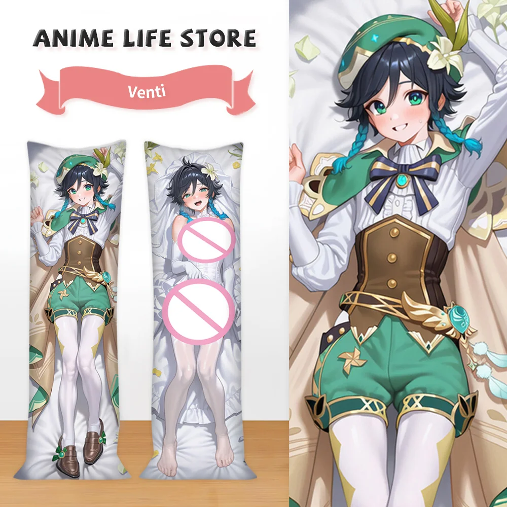 Game Genshin Impact Venti Anime Body Dakimakura Pillow Cover Double-Sided Print Anime Pillowcase Hugging Cushion Covers
