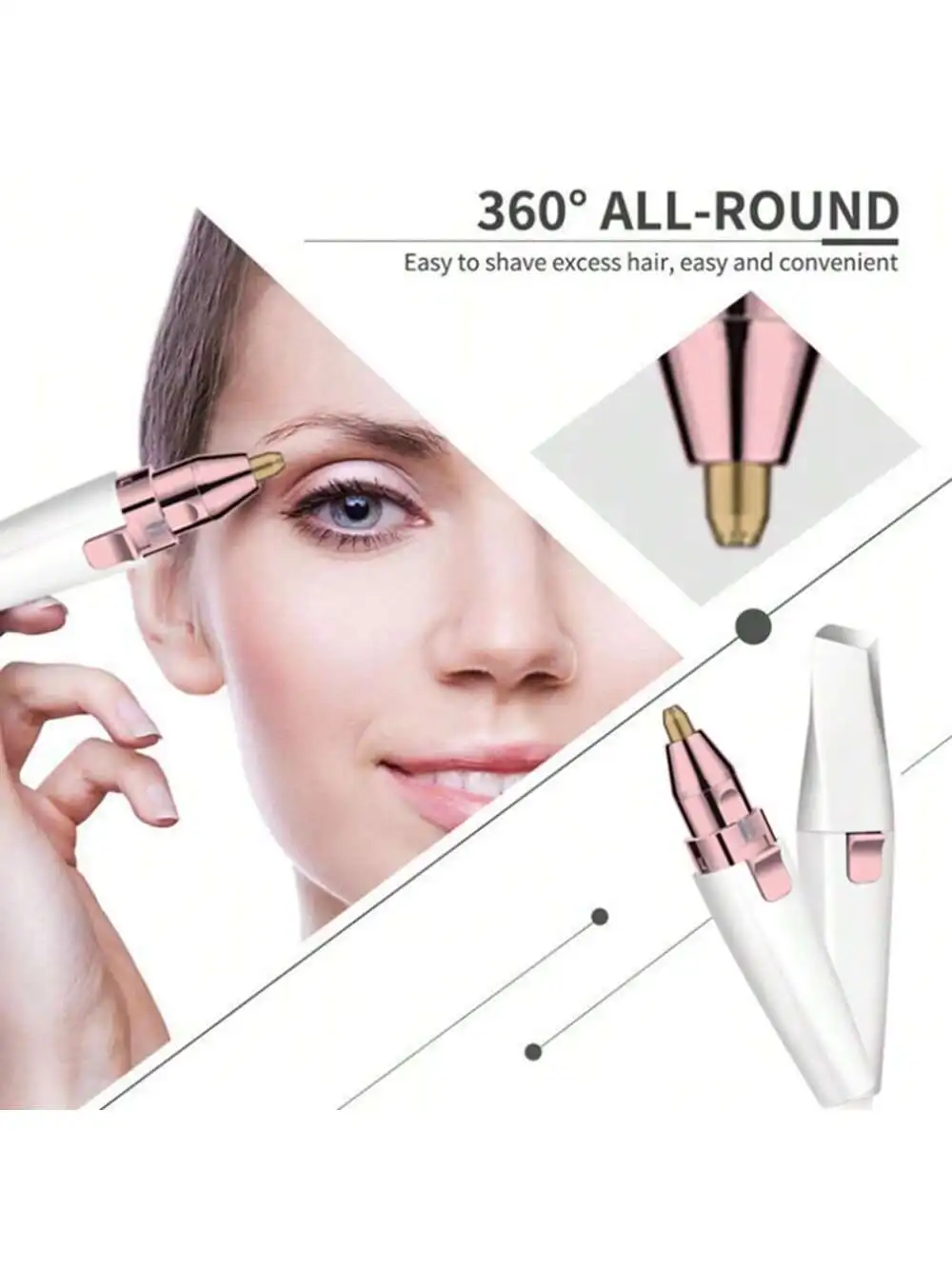 USB Rechargeable  Women's Eyebrow Trimmer & Shaver 2-In-1 Mini Epilator For Nose Hair, Eyebrows, Lips & Face