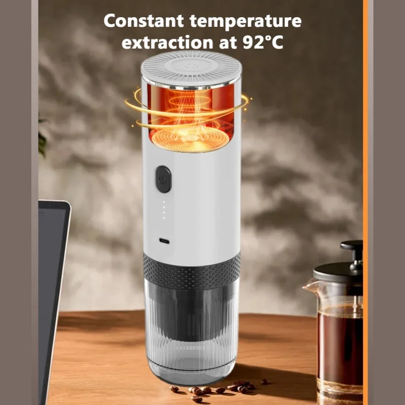 20Bar Portable Coffee Maker Ground Coffee Capsules Dual Use Fast Heating Rechargeable For Travel Office Home Outdoor