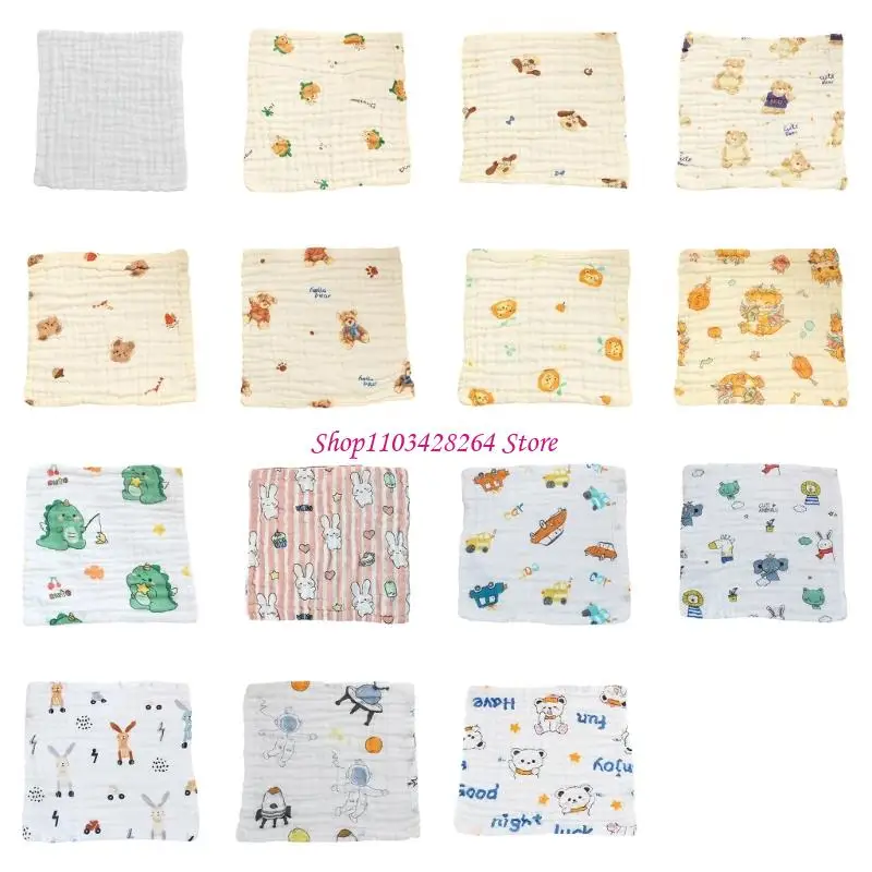 

Multipurpose Baby Bib With Cartoon Print 30x30cm Easy Cleaning Quick Dry Saliva Towel For Infants