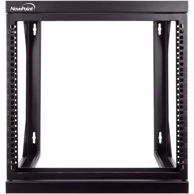 

NavePoint 9U Open-Frame Server Rack Network Equipment A/V Devices Free Standing Wall Mount with 180 Degrees Gate Swing, Black