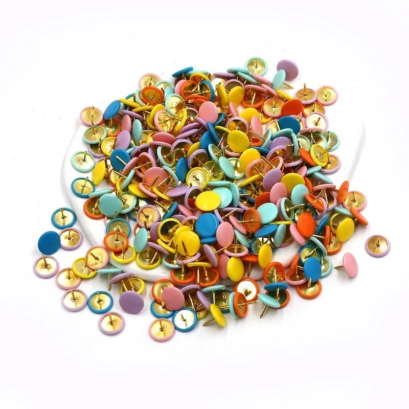 Round Head Push Pins 400 pcs, Random Color Assortment, Sharp Steel Pin Tip, for Notice Poster Fixing