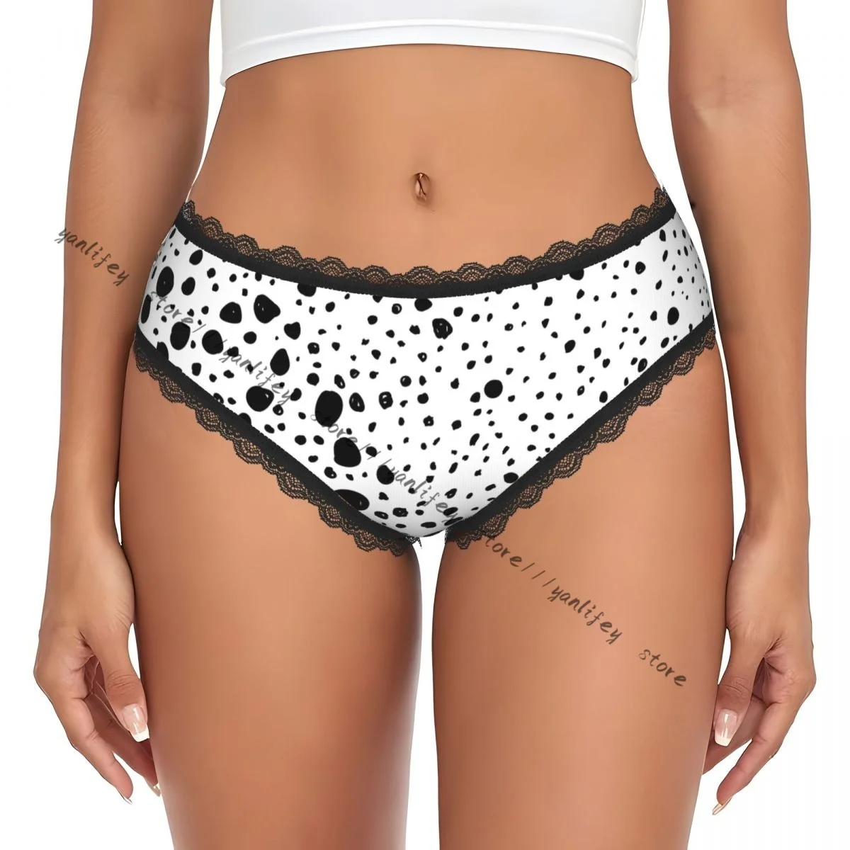 Lässige Damen-Slips mit geometrischem Muster und Spitze, Komfortable Unterwäsche